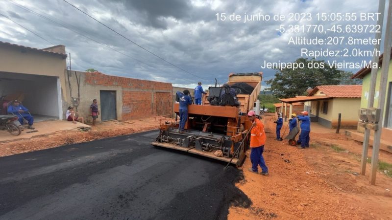 PAVIMENTAÇÃO ASFÁLTICA AVANÇA EM JENIPAPO DOS VIEIRAS